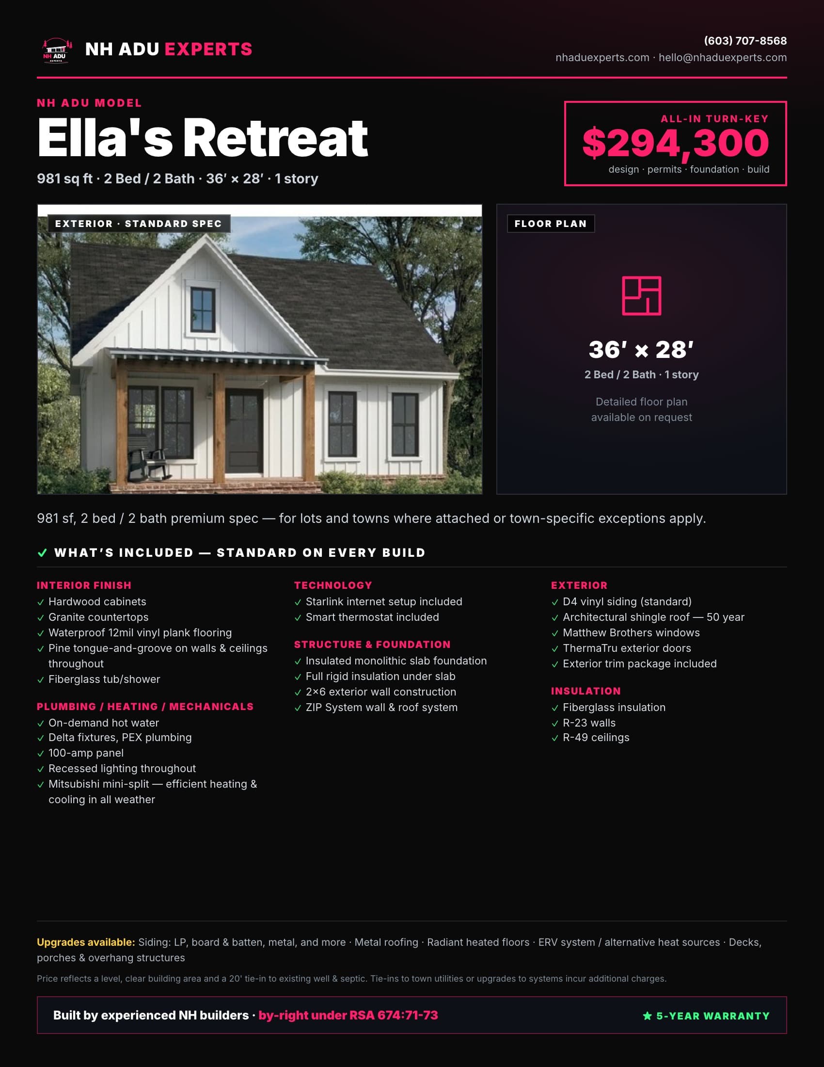 Ella's Retreat marketing flyer
