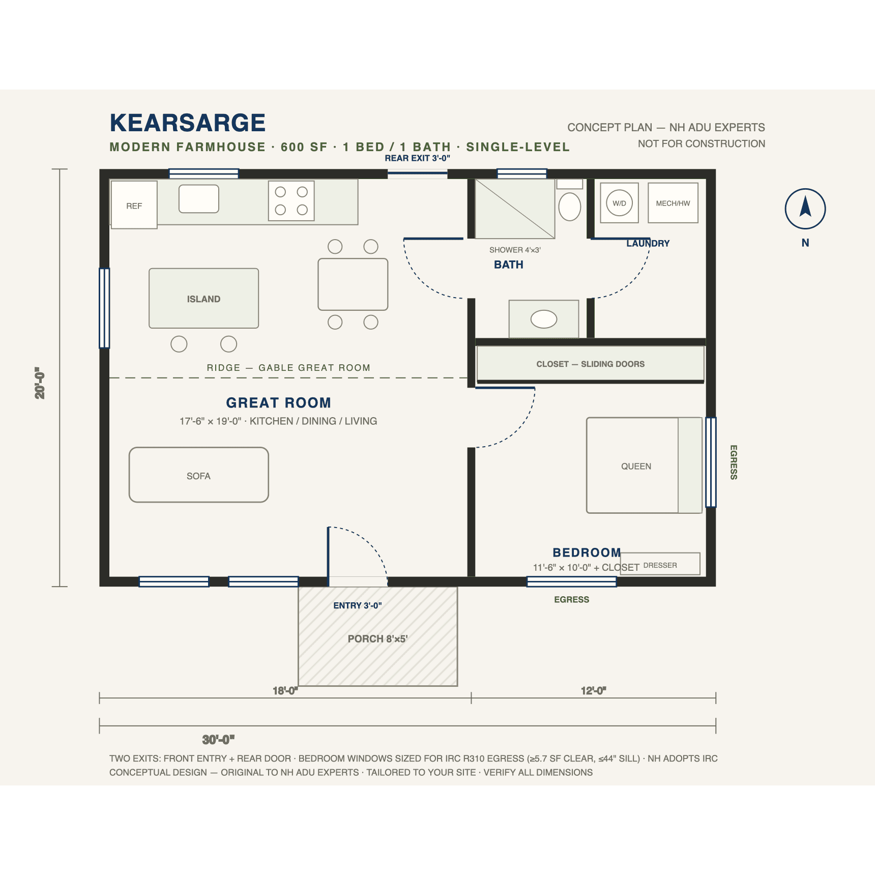 Kearsarge concept floor plan — 600 sf