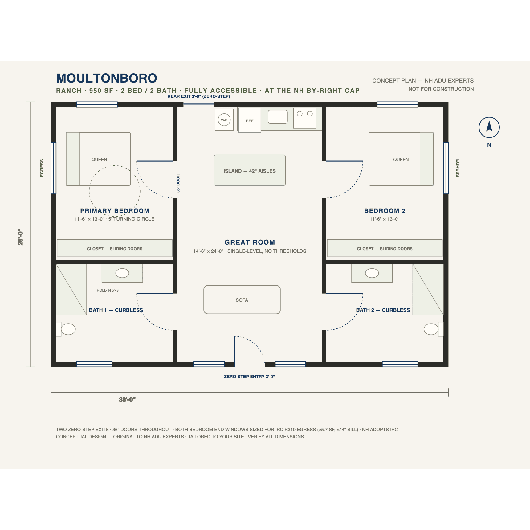Moultonboro concept floor plan — 950 sf