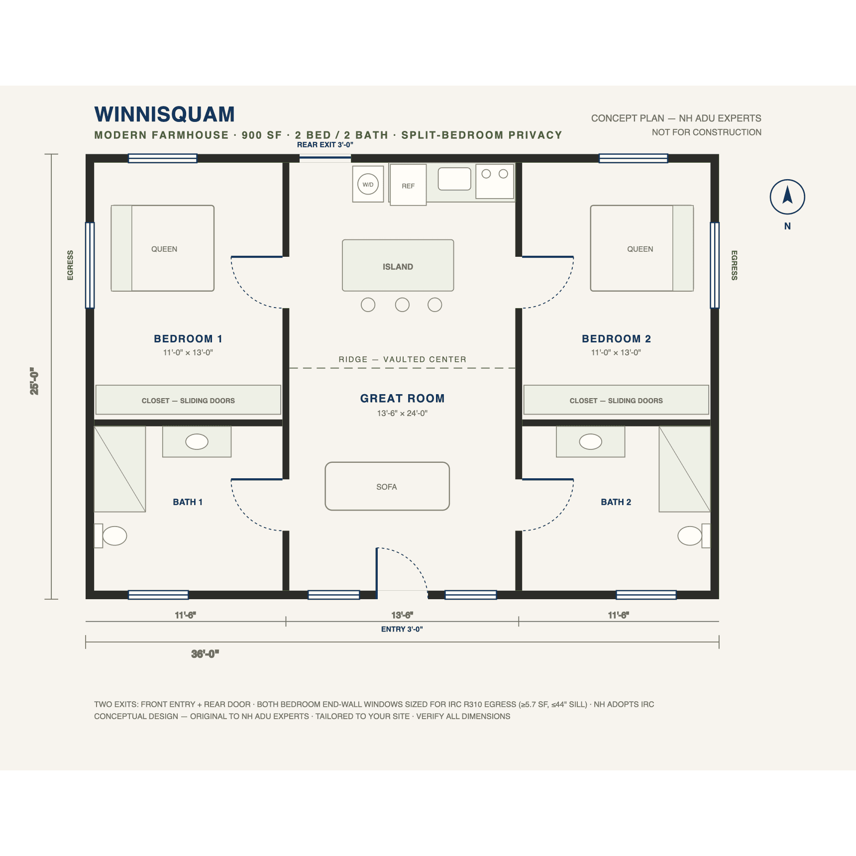 Winnisquam concept floor plan — 900 sf